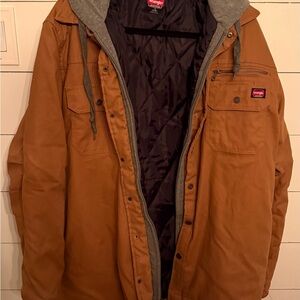 Wrangler Men's Brown Field Jacket with Gray Hood